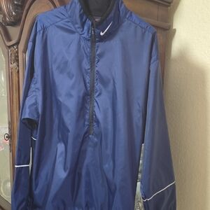 Nike Men's Navy Half-Zip Windbreaker with White Swoosh